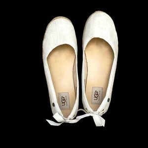 UGG Australia Indah White Canvas Slip-One Flat Women's Size 8.5